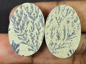 Natural Psilomelane Germane Dendrite pair Earring Making Stone 17X27X04 MM S427 - Picture 1 of 9