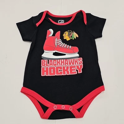 NWOT Chicago Blackhawks NHL Black One Piece Bodysuit 12 Months New Without Tags - Image 1 of 4