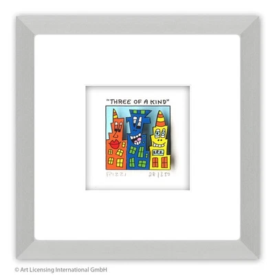 Original James Rizzi 3D MINI- Serie " THREE OF A KIND " Zertifikat GERAHMT NEU - Bild 1 von 2