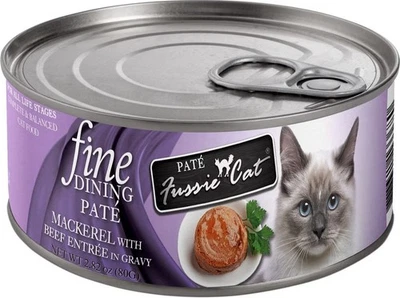 Fussie Cat Fine Dining Pate Mackerel with Beef In Gravy Cat Food 24/2.75oz Cans - Image 1 of 3