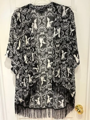 Hot Topic Disney Maléfica Flecos Transparentes Kimono Cubierta Encogida Talla Grande Frente Abierto Foto 1 de 4