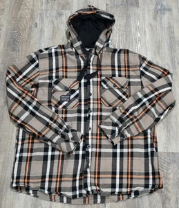 Howitzer Hooded Button Up Flannel Long-Sleeve Shirt Men's XXL 2XL Plaid Shacket - Picture 1 of 9