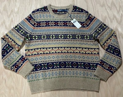 Polo Ralph Lauren Sweater Mens Large Fair Isle Jacquard Wool Blend Holiday - Image 1 of 3