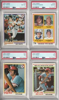 Lote de tarjetas de béisbol 1978 Topps PSA Roy White Pete Rose Jack Morris RC PSA 8 casi nuevo-como nuevo Foto 1 de 2
