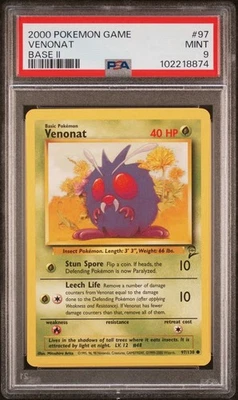 2000 Pokemon Base 2 # 97 Venonat PSA 9 Card MINT! Trusted Seller! Free Shipping! - Image 1 of 2