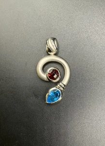 925 Sterling Silver Garnet & Topaz Stone Pendant (EB121) - Picture 1 of 3