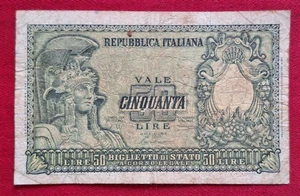 Numismatique Billets de Banque 50 Livres Italie Maige Repubblica - Picture 1 of 2