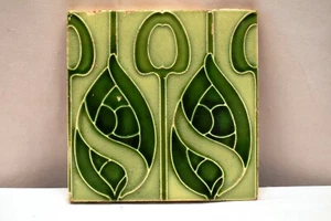Antique Minton Hollins & Co Wall Tile Floret Pattern Stoke On Trent Porcelain"46 - Picture 1 of 4