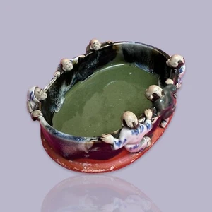 giapponese ~ Ciotola stagno ovale ceramica Sumida Gawa 6 uomini ~ Inoue Ryosai? SUMIDAGAW - Foto 1 di 12