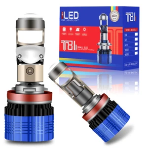 2X H11 Mini Compact LED Projector Lens Headlight Bulbs Low Beam 100W 6000K RHD - Picture 1 of 17