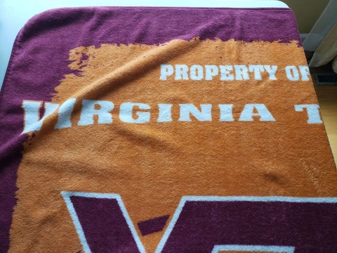Virginia Tech Gameday Throw Blanket Approx 61X51 Maroon/Orange 'Property Of' Cover