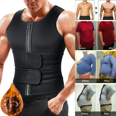 Men Neoprene Shapewear Sauna Sweat Vest Shirt Body Shaper Waist Trainer Fat Burn - Image 1 of 4