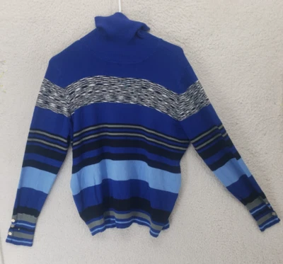 Suéter Joseph A Qu'est Ce Que C'est Seda Mujer XL Azul Tira Rayón Tejido Pullove Foto 1 de 4