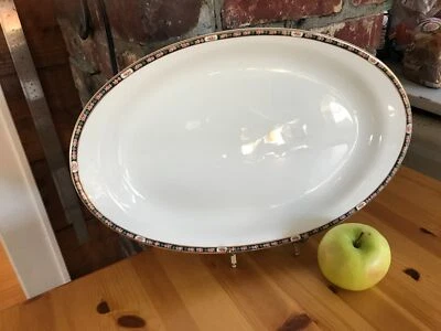 15" Vintage Homer Laughlin Formal Dinnerware White Platter Gold Pink Cobalt Trim - Image 1 of 4