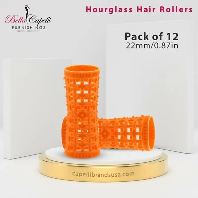 12 Pcs (Orange 22mm) Natural Hair Rollers Hair Curlers- Vented Fast Dry Rollers - Image 1 of 4