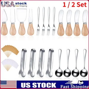 20X Cheese Butter Spreader Knife Charcuterie Utensils w/ Wooden Handles Tongs Sp - Picture 1 of 9