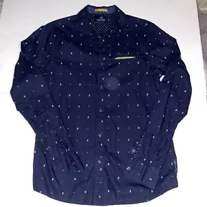 Scotch & Soda Mens Navy Unique Geometric Long Sleeve Regular Fit Shirt Size M - Picture 1 of 7