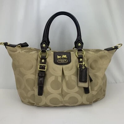 Cartera Coach Madison OPT Art Juliet Champagne Dorado Caqui Tostado Satén Marrón Foto 1 de 4