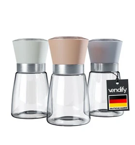 Gewürzmühle 3er Set | Einstellbar Grob Fein Keramik-Mahlwerk | Pfeffermühle Glas - Bild 1 von 7