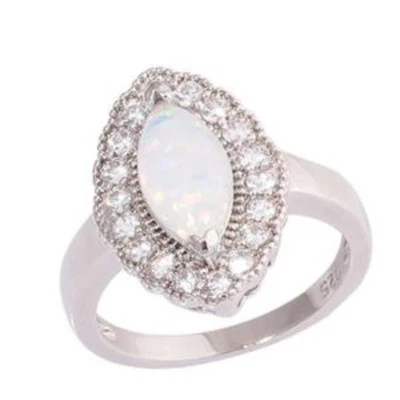 GORGEOUS WHITE FIRE OPAL /WHITE TOPAZ RING UK Size "R" US 9 - Image 1 of 4