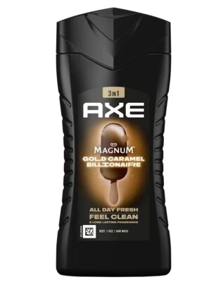 19,30€/L- 6x Axe Duschgel für Körper,Gesicht,Haare-Magnum Gold Billionaire-250ml