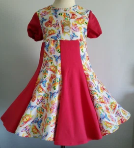 Kleid Mädchen Gr. 128 Kurzarm Schmetterlinge Drehkleid Handmade MIAMO NEU ❣️🦋 - Bild 1 von 4