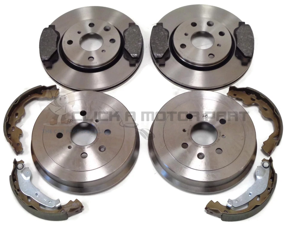 PEUGEOT 108 FRONT 2 BRAKE DISCS AND PADS SET + REAR 2 BRAKE DRUMS & SHOES SET - Image 1 of 1