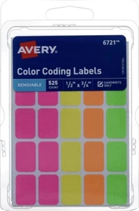 Avery Removable Removable Color Coding Labels, 525 Ct - Picture 1 of 2