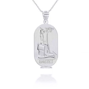 Collana con ciondolo Dea Bastet in argento sterling 925 - Foto 1 di 4