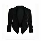  Ladies Womens Cropped Style Waterfall Blazer Jacket Coat Top Plus Size UK 8-26