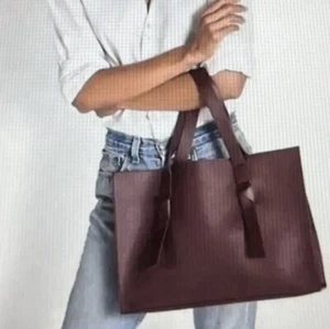 Rachel Zoe Arialith Large Tote Bag Vegan Leather Bordeaux Retail $115 NWT - Picture 1 of 10
