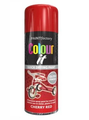 Cherry Red Aerosol Spray Paint All-Purpose Gloss Wood Metal Spray 400ml - Image 1 of 2