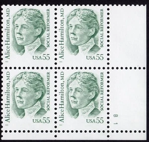 Scott #2940 Alice Hamilton, MD Plate Block Of 4 Stamps - MNH - Picture 1 of 1