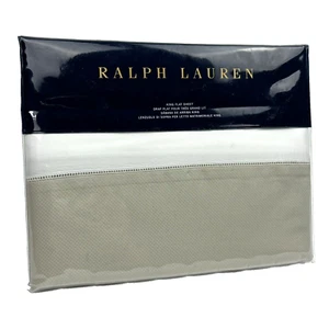 RALPH LAUREN KING Flaches Blatt Dover Street Piqué Bordüre Satin Ashmont Grau - Bild 1 von 14