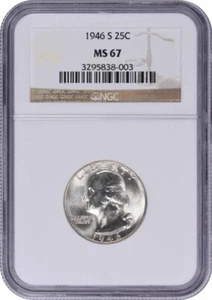 1946-S Washington Silver Quarter MS67 NGC - Picture 1 of 2