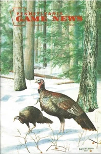 Pennsylvania Game News February 1986 cover by Jeff Hoffman wild turkeys - Picture 1 of 3