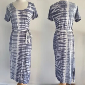 C&C California Tie Dye Midi Shirt Dress Size Medium Belted Side Slit Pocket - Picture 1 of 6