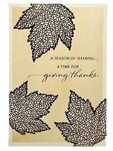 Thanksgiving Card Fall Leaves Metallic Foil Embossed Hallmark Expressions NEW - Picture 1 of 12