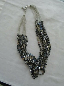 Chico's 14 String Black & Silver Round Beaded Necklace 15" - Picture 1 of 3