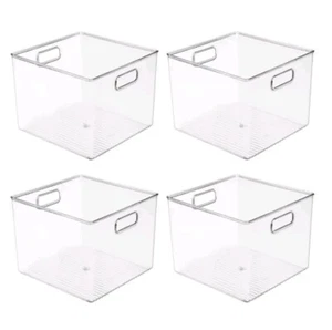 Contenedor organizador de almacenamiento de armario de plástico mDesign, juego de asas/4 - 12x10x8 - Imagen 1 de 6
