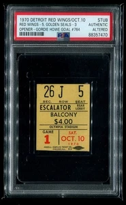 Gordie Howe Goal #764 - PSA Ticket 1970 Detroit Red Wings California - Bild 1 von 2
