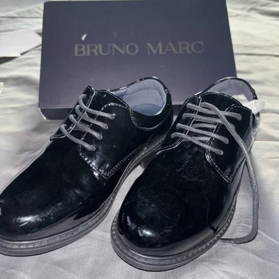 BRUNO MARC Boy's Black Patent Leather Oxford Dress Shoes - Size 13 - Image 1 of 4