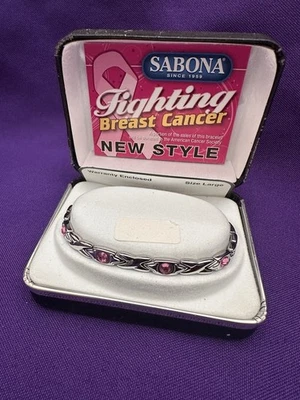 Sabona Magnetic Steel Large Bracelet 7.5” Breast Cancer Awareness - Image 1 of 4