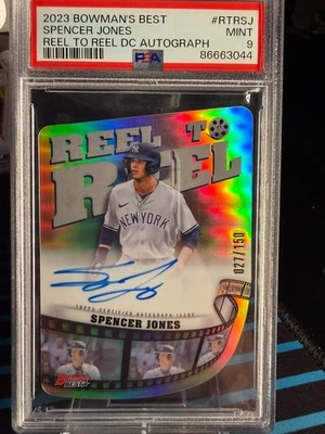 2023 Bowman's Best Spencer Jones Reel to Reel Die-Cut Auto /150 PSA 9 - Image 1 of 2