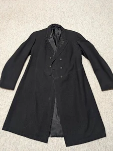 manteau ancien 1900 victorien laine 40 noir RAILROAD uniforme topcoat smoking - Photo 1/16