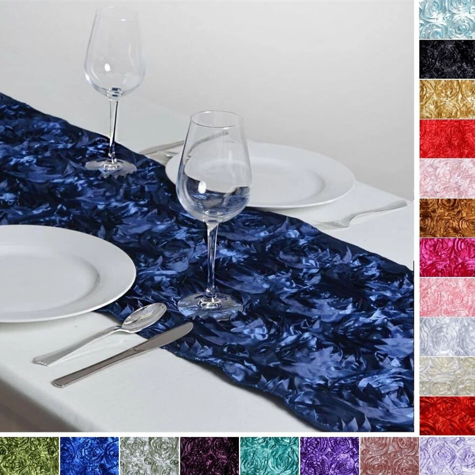 10 RIBBON ROSES 14x108" TABLE RUNNERS Fancy Wedding Party Catering Decorations - Image 1 of 1