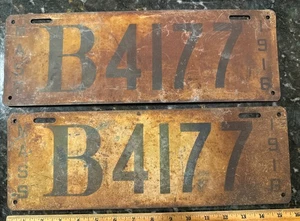 Pair Of 1916 Massachusetts Mass License Plates - Picture 1 of 2