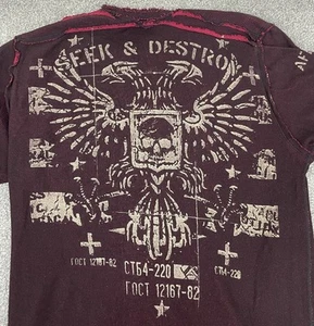 Affliction Shirt Mens XL Reversible Vintage Y2K Thermal Wings Cross Seek Destroy - Picture 1 of 9
