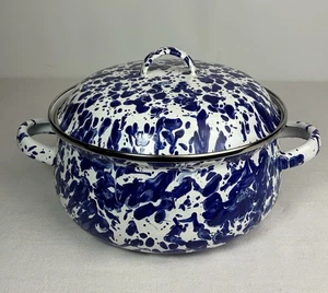 Golden Rabbit Cobalt Swirl Blue & White Enamel 2.5 Quart Dutch Oven NEW - Picture 1 of 14