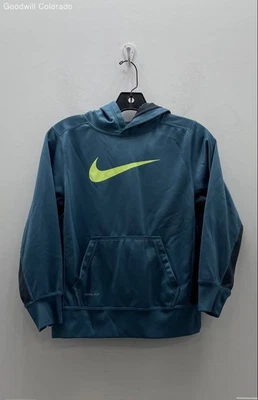 Nike Boys Teal Green Therma-Fit Long Sleeve Pockets Pullover Hoodie Size M - Image 1 of 4